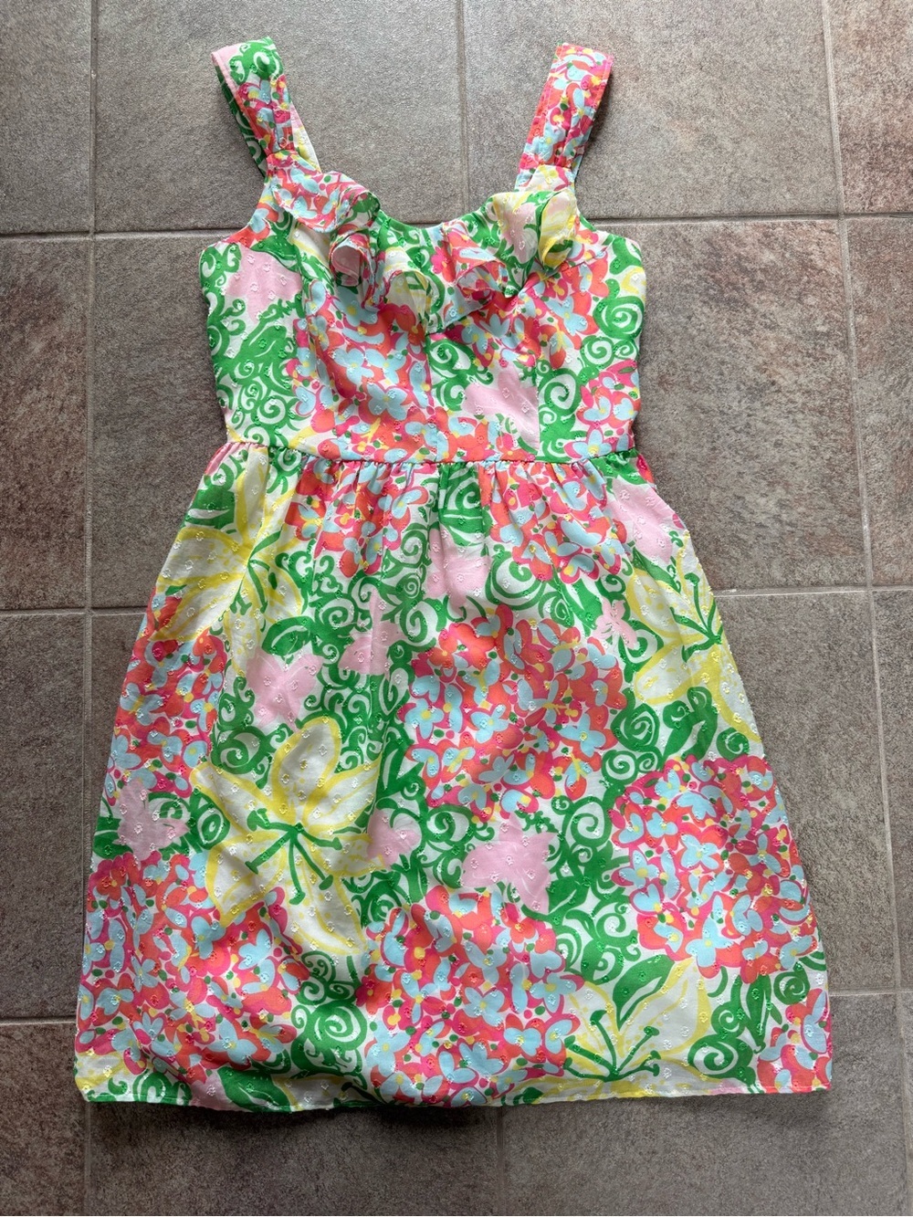 Lilly Pulitzer Peggy Mariposa Floral Mini Sundress Ruffle Back Size 0